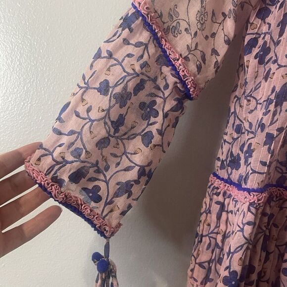 POUPETTE ST BARTH Tunic Top Size XS Pink Ruffle Bohemian Boho Chic Beach Coverup - Picture 3 of 12